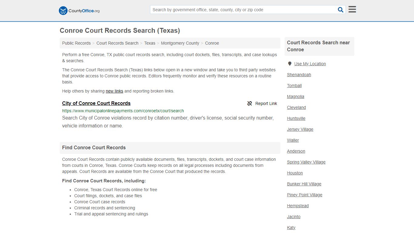Conroe Court Records Search (Texas) - County Office