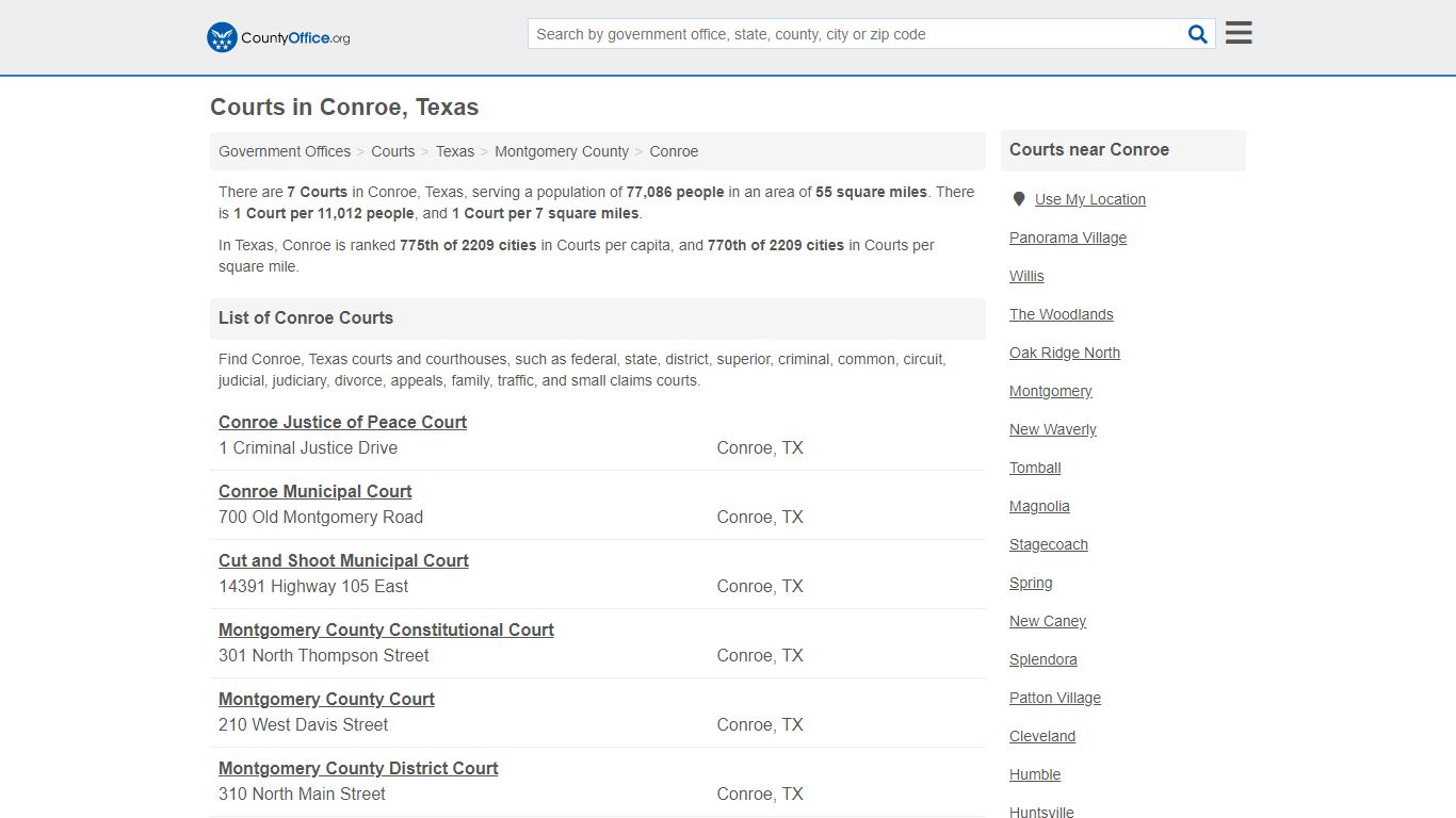 Courts - Conroe, TX (Court Records & Calendars)