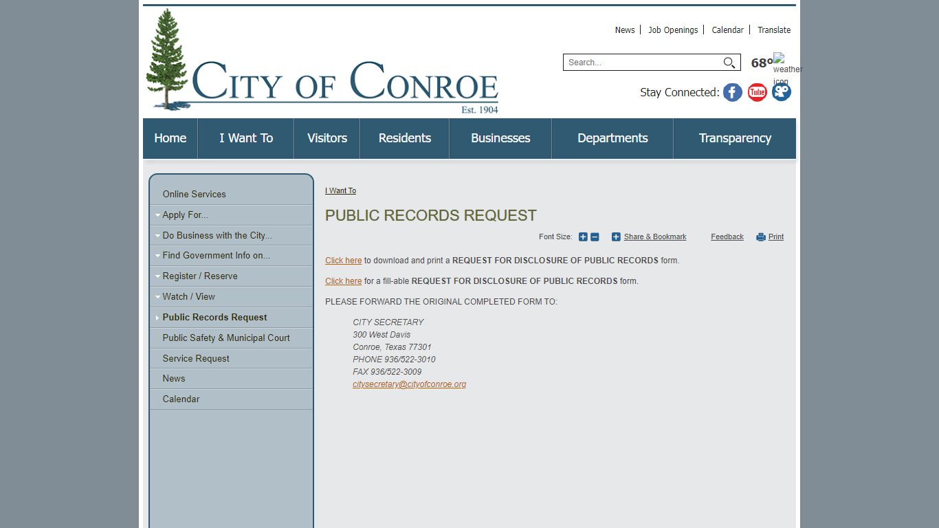 Public Records Request | City of Conroe